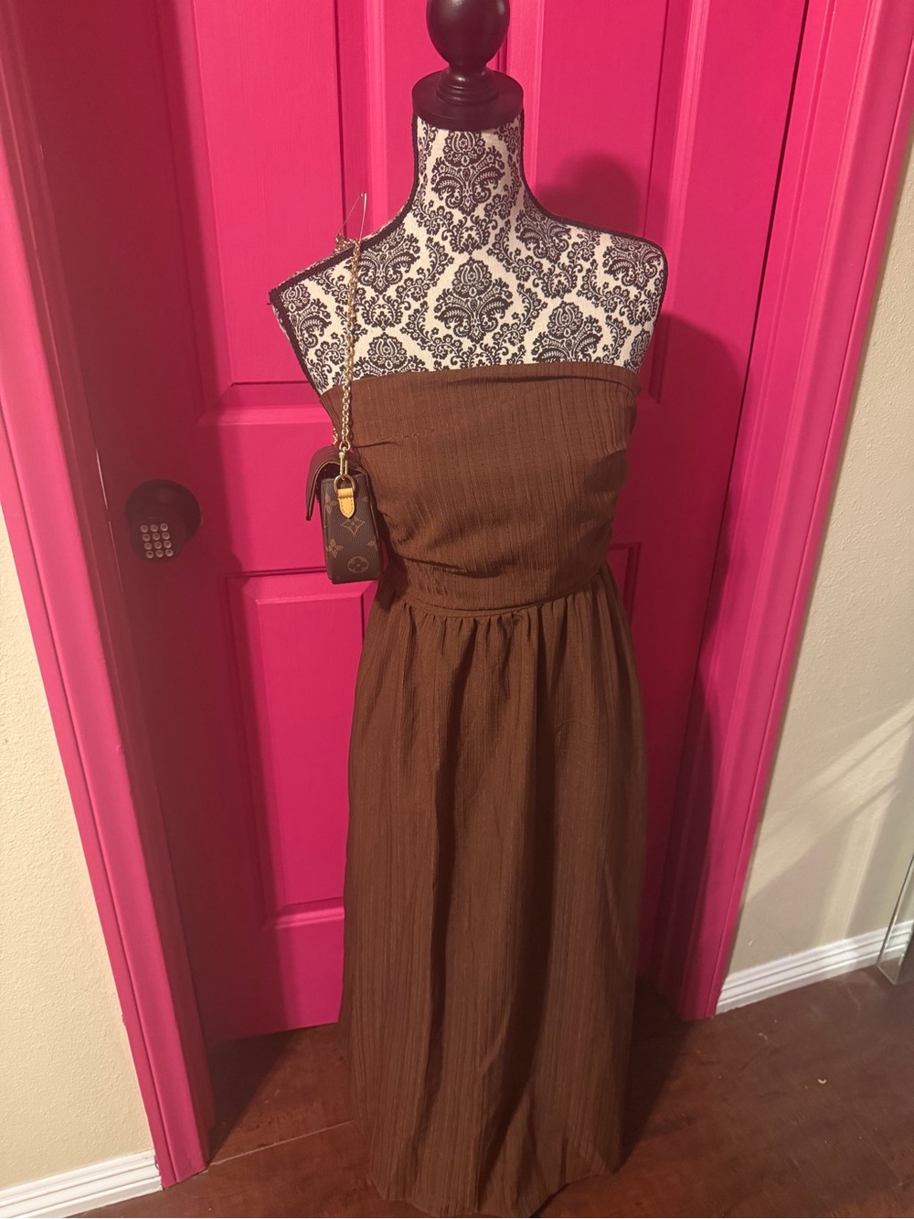 Women’s Chocolate Brown Strapless Maxi Dress - Classic Summer Style
